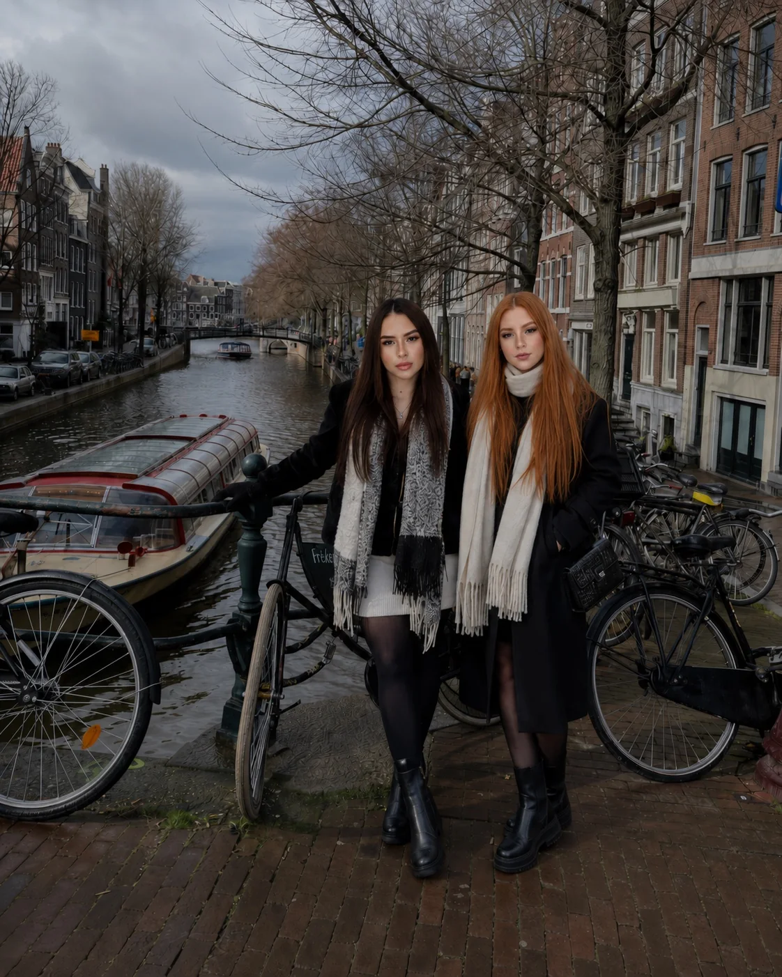 Kelly and Jamilly by an Amsterdam canal